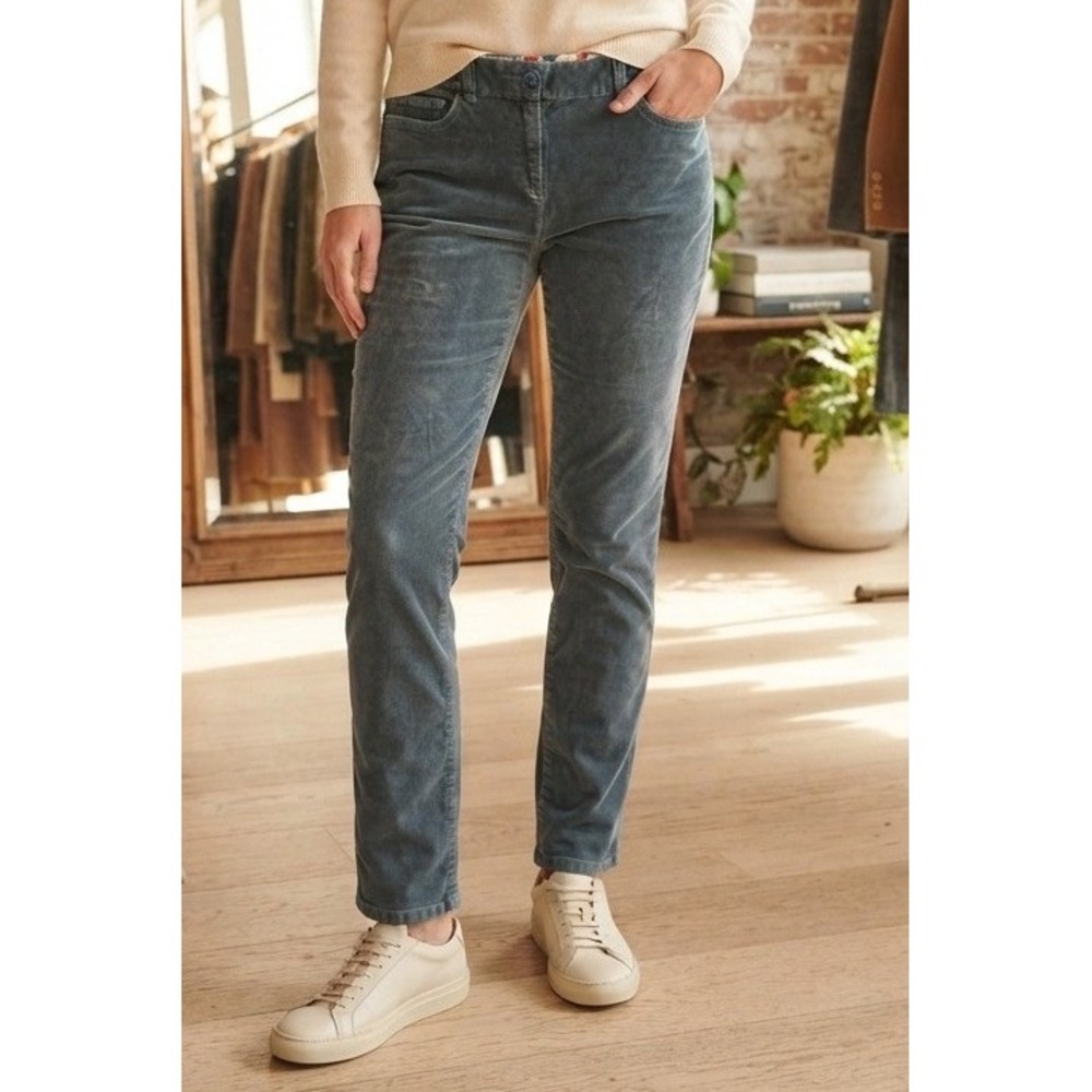 Boden Corduroy Pants Women's 6R Slim Straight Blue Cotton Stretch Mid Rise Y2K